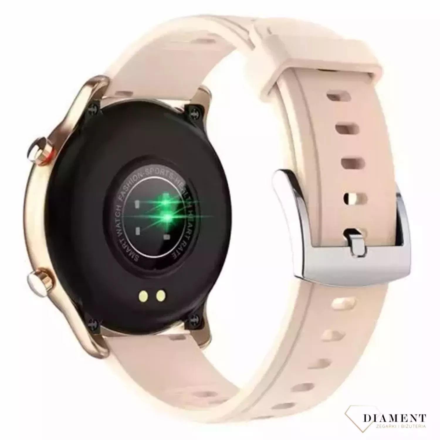 Smartwatch damski na różowym pasku silikonowym Garett Sport City RT złoty (1).webp